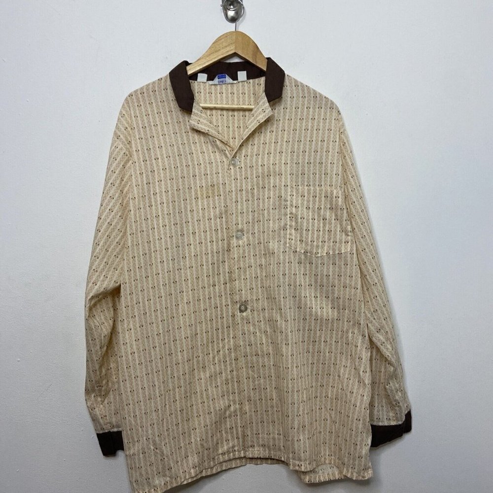 Vintage Woodwards 70s Men L / XL Sleepwear Pajama‎ Top Shirt